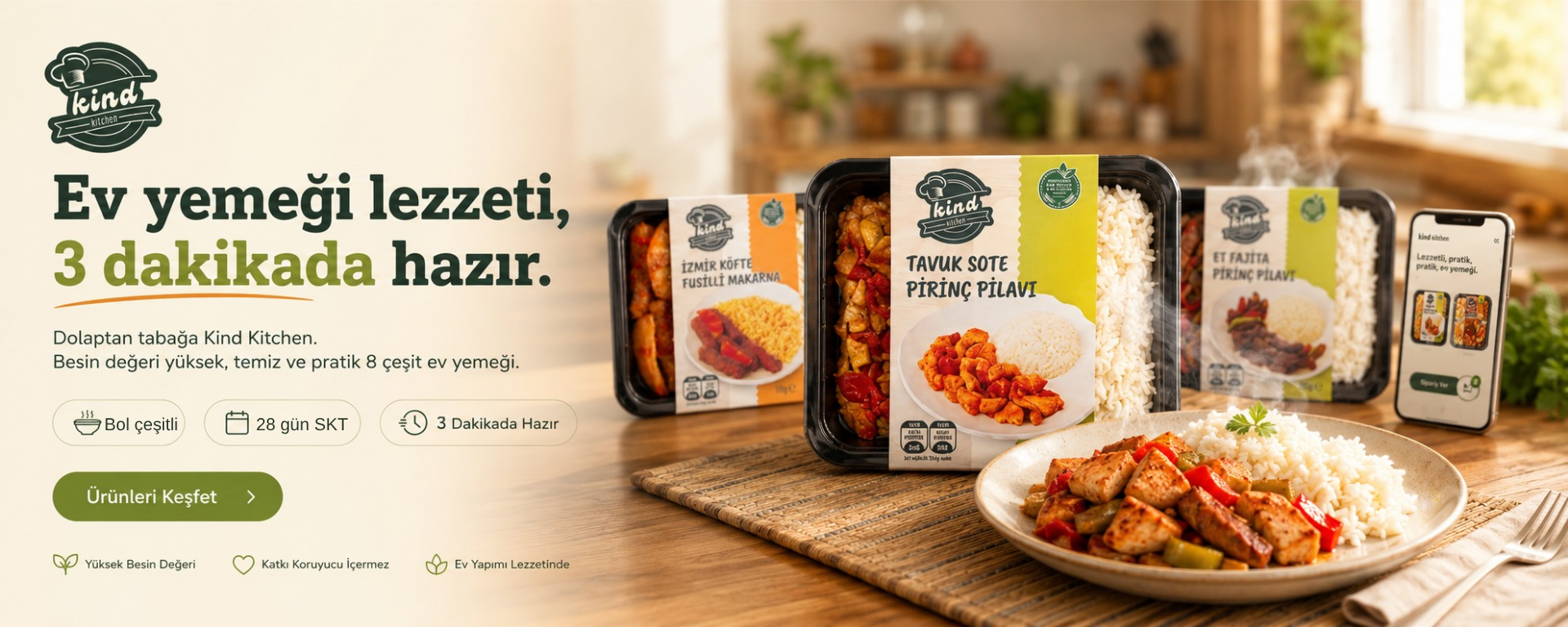 Kind Kitchen taze günlük hazırlanan tabldot menüleri